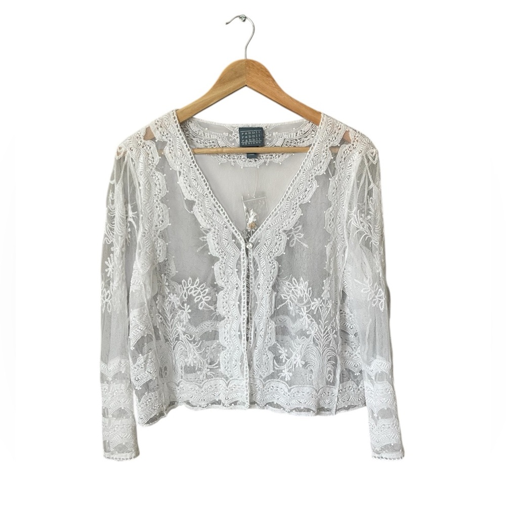 NWOT Rabbit Rabbit Rabbit White Lace Top